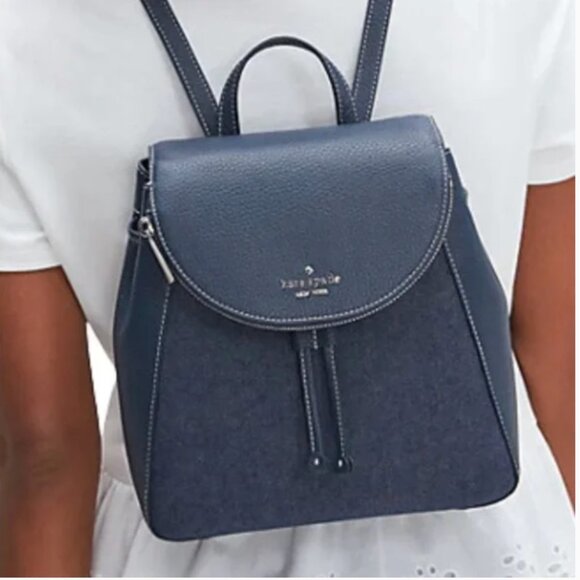 EUC Kate Spade New York Leila Denim Medium Flap Backpack - Picture 2 of 9
